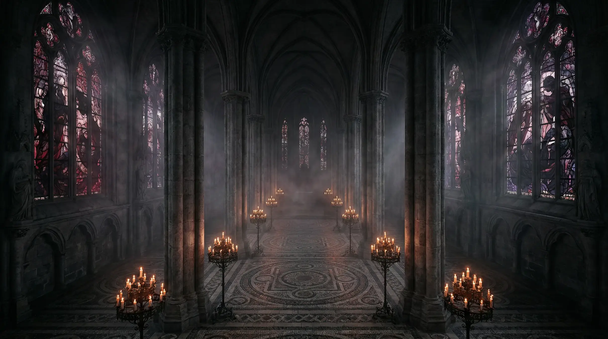 51动漫 暗黑哥特教堂风格首页背景